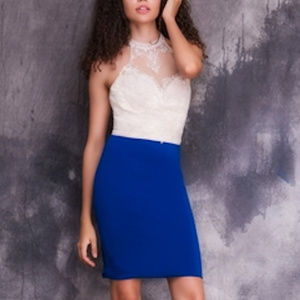 NWT Short Prom Dress size 4 & 8 Nude/Royal